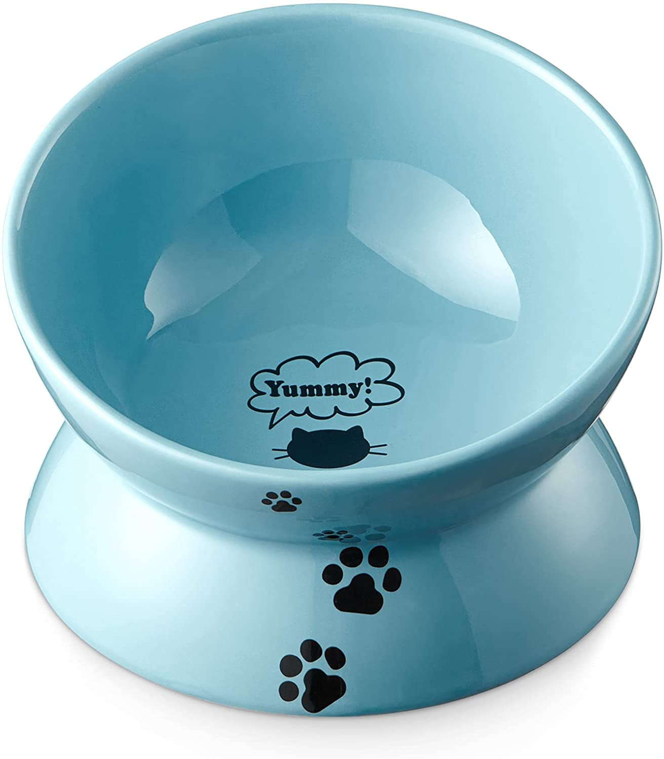 Elevated Cat Food Bowl, Raised Pet Food and Water Bowl for Cat and Small Dog, Tilted Ceramic Water Bowl No Spill,15Oz, Dishwasher Safe