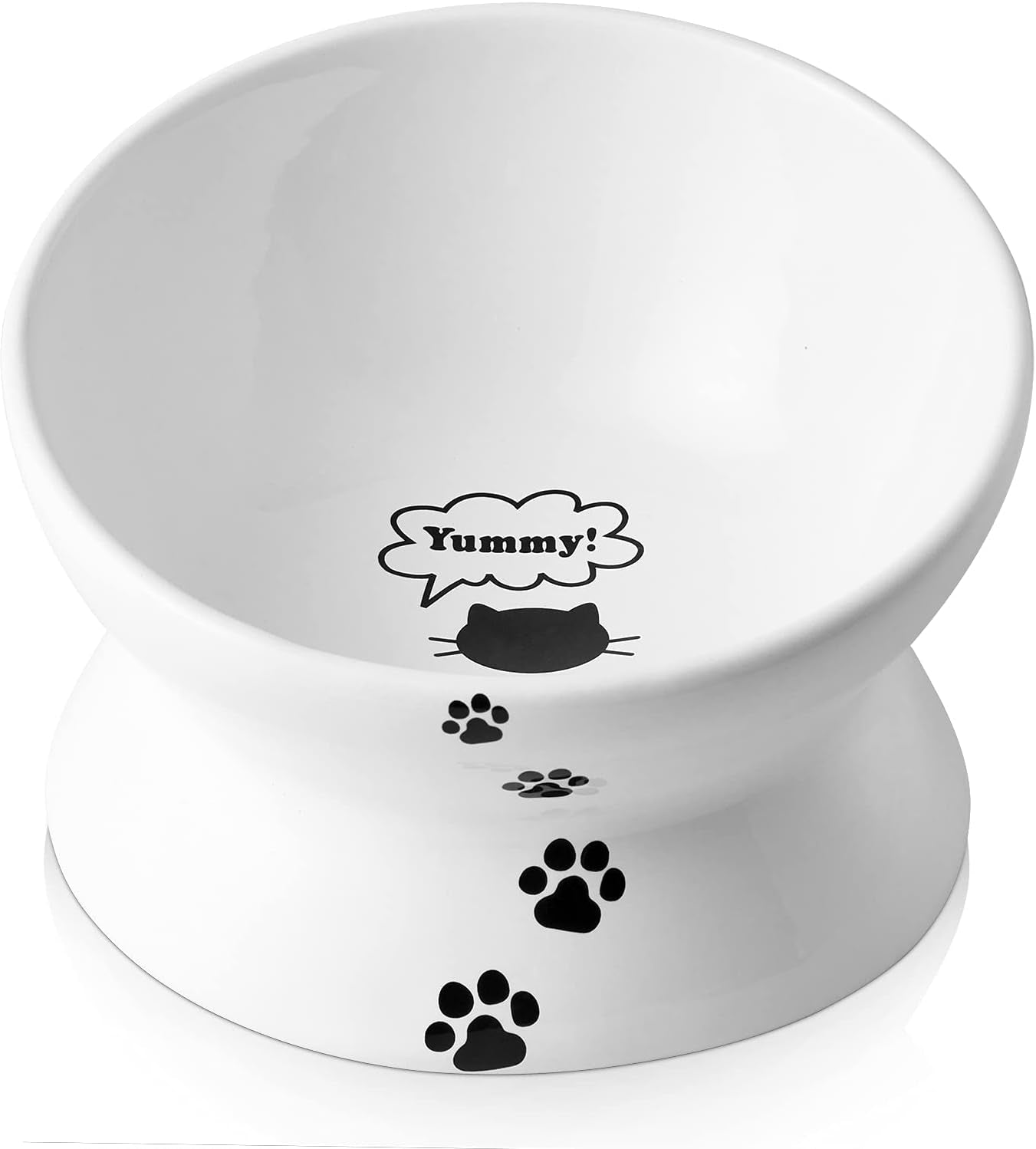 Elevated Cat Food Bowl, Raised Pet Food and Water Bowl for Cat and Small Dog, Tilted Ceramic Water Bowl No Spill,15Oz, Dishwasher Safe