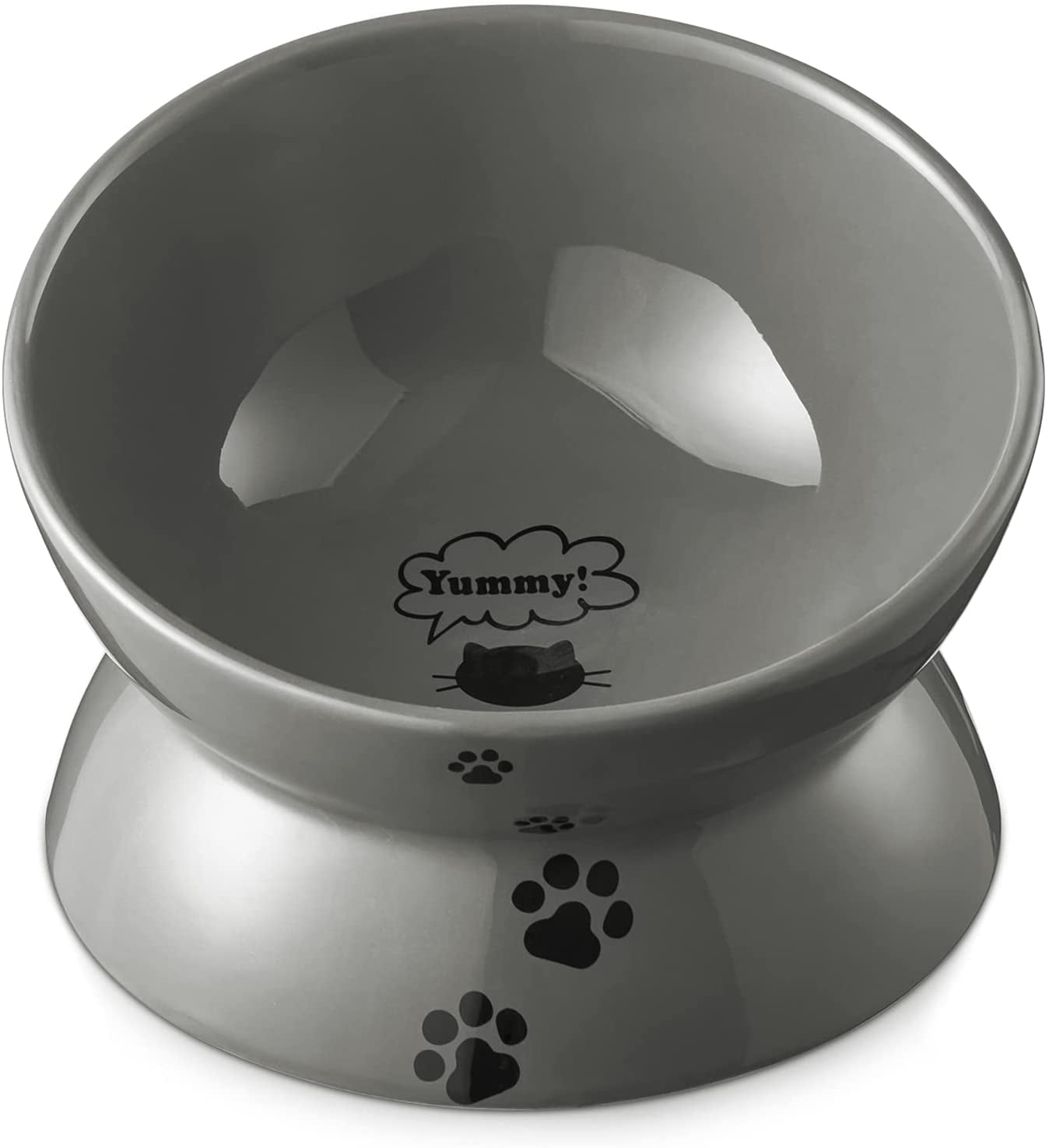 Elevated Cat Food Bowl, Raised Pet Food and Water Bowl for Cat and Small Dog, Tilted Ceramic Water Bowl No Spill,15Oz, Dishwasher Safe