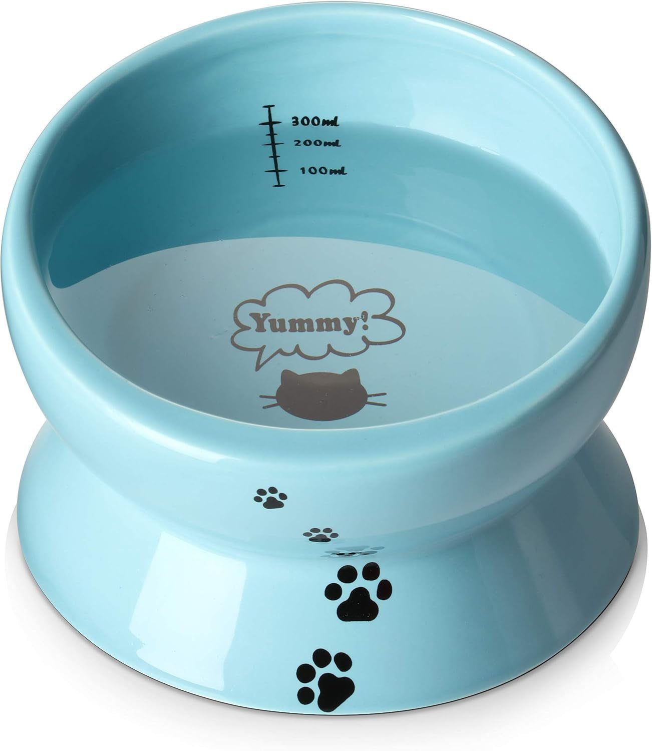 Elevated Cat Food Bowl, Raised Pet Food and Water Bowl for Cat and Small Dog, Tilted Ceramic Water Bowl No Spill,15Oz, Dishwasher Safe