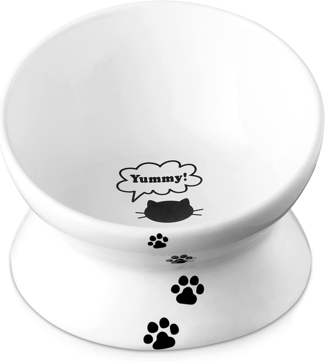 Elevated Cat Food Bowl, Raised Pet Food and Water Bowl for Cat and Small Dog, Tilted Ceramic Water Bowl No Spill,15Oz, Dishwasher Safe