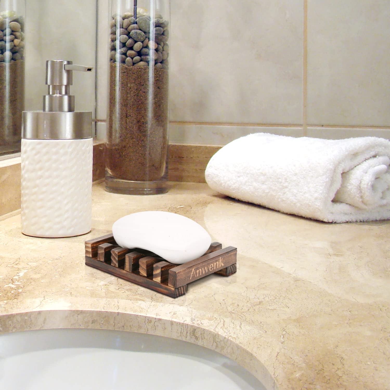 Handcrafted Wooden Soap Dish and Drainer for Bathroom and Shower Use (1 Pack)