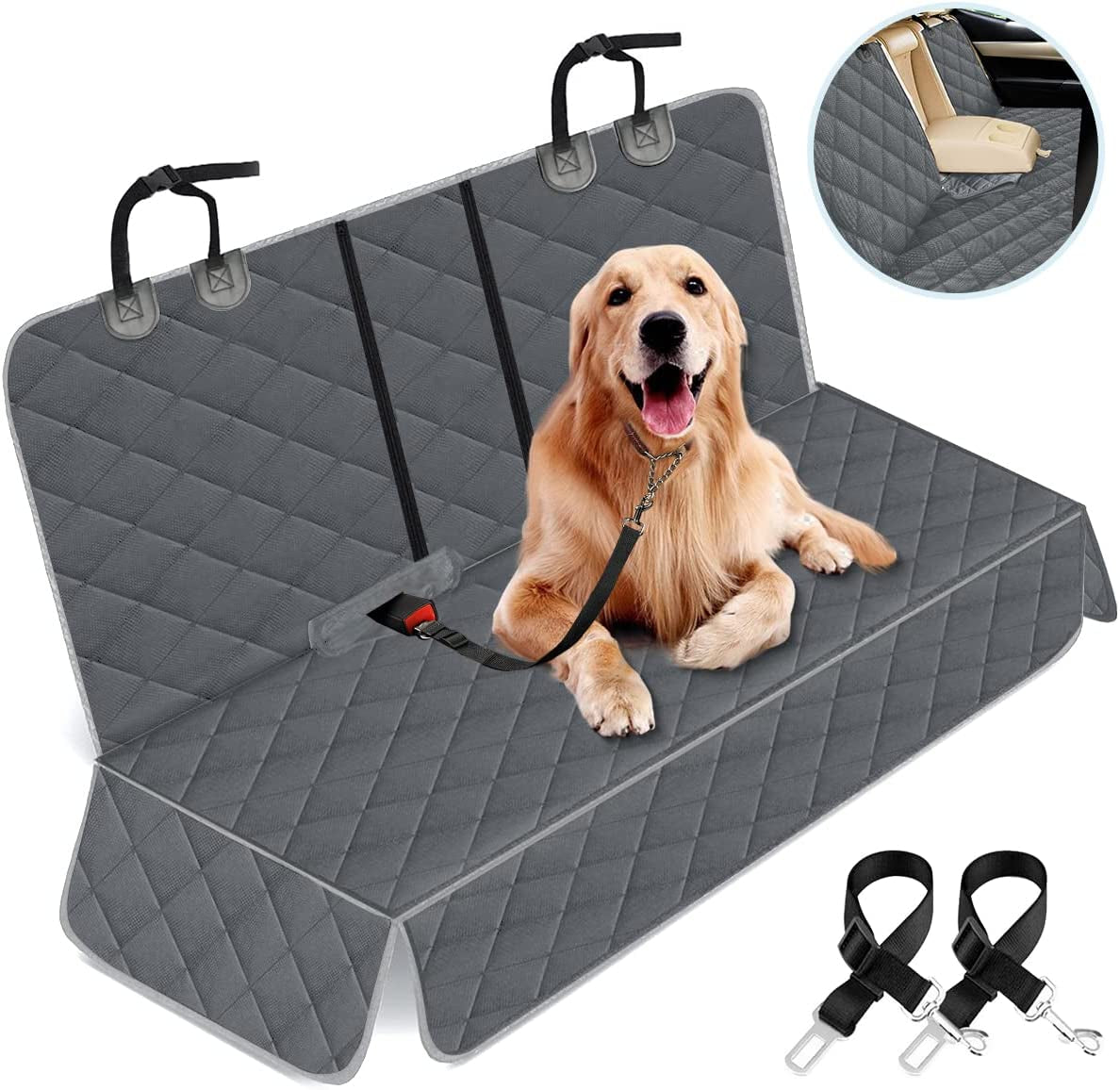 Premium Waterproof Dog Car Seat Cover - Non-Slip Back Seat Protector for Pets, Fits Most Cars, Trucks, and SUVs - Black