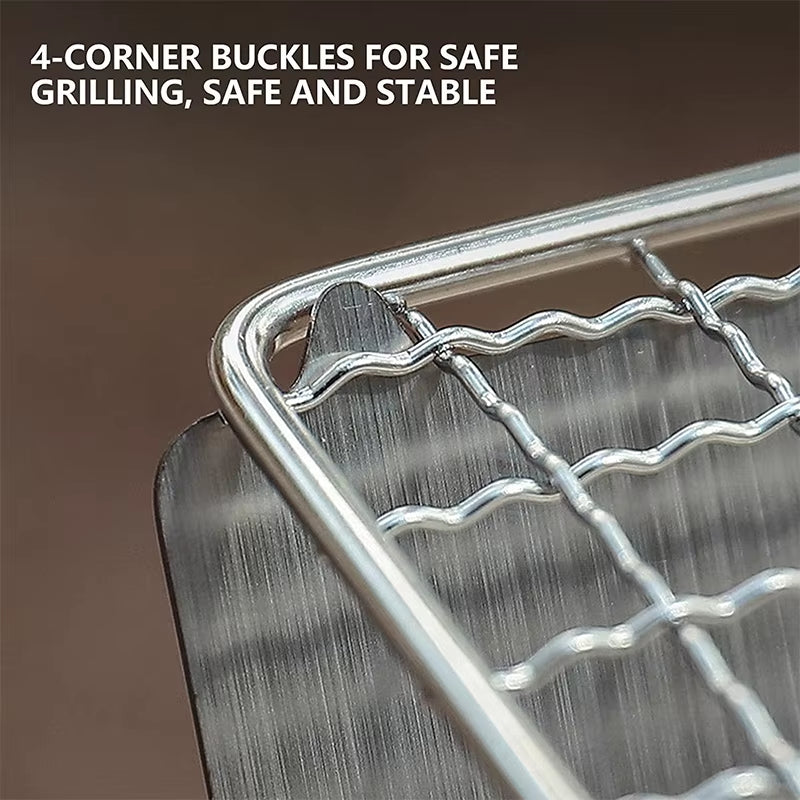 Portable Folding Barbecue Grill Heating Stoves Multifunction Camping BBQ Grill Rack Net Firewood Stove Stainless Steel BBQ Grill