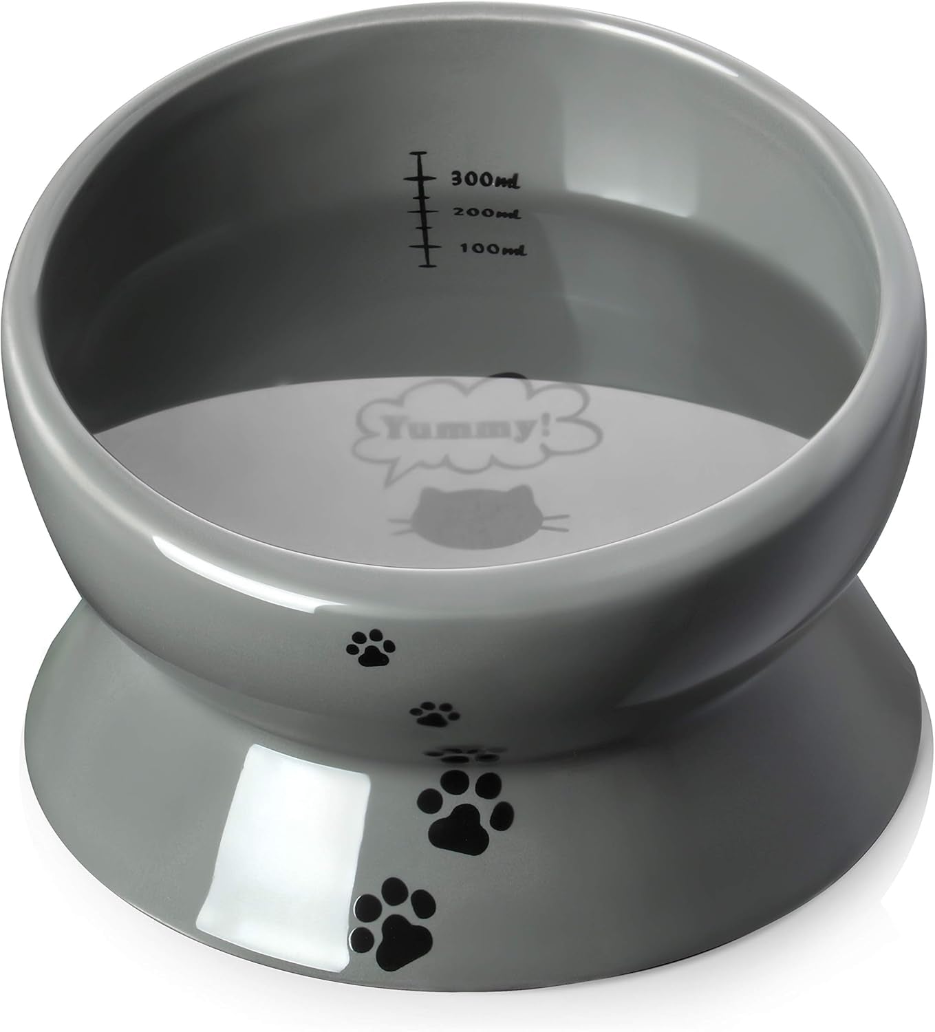 Elevated Cat Food Bowl, Raised Pet Food and Water Bowl for Cat and Small Dog, Tilted Ceramic Water Bowl No Spill,15Oz, Dishwasher Safe