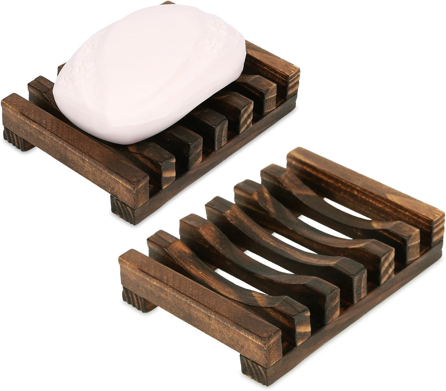 Handcrafted Wooden Soap Dish and Drainer for Bathroom and Shower Use (1 Pack)