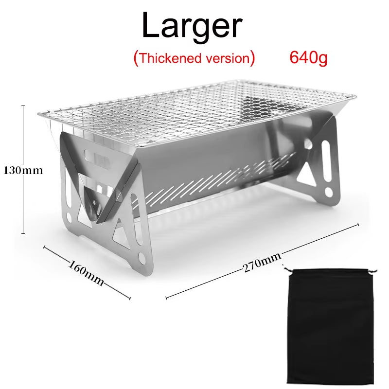 Portable Folding Barbecue Grill Heating Stoves Multifunction Camping BBQ Grill Rack Net Firewood Stove Stainless Steel BBQ Grill